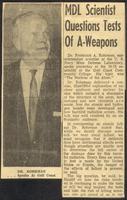 MDL Scientist Questions Tests Of A-Weapons