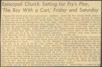 Episcopal Church Setting For Fry's Play, 'The Boy With A Cart,' Friday and Saturday