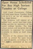 Open House Scheduled For Bay High Seniors Tuesday at College
