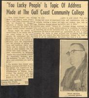 You Lucky People' Is Topic Of Address Made at The Gulf Coast Community College
