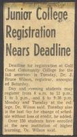 Junior College Registration Nears Deadline