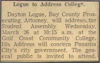 Logue to Address College