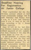 Deadline Nearing for Registration at Junior College
