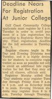 Deadline Nears For Registration At Junior College