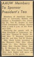 AAUW Members To Sponsor President's Tea