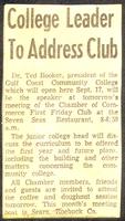 College Leader To Address Club