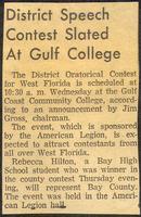 District Speech Contest Slated At Gulf College