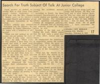 Search For Truth Subject of Talk At Junior College