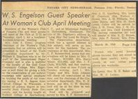 W. S. Engelson Guest Speaker At Woman's Club April Meeting