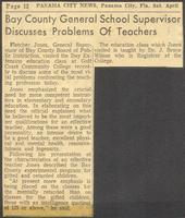 Bay County General School Supervisor Discusses Problems Of Teachers