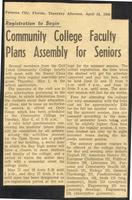 Community College Faculty Plans Assembly for Seniors