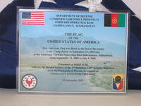 The Flag of the United States of America, gift of the 3rd Battalion, 124th Infantry Regiment from the Florida Panhandle.