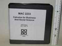 MAC 2233 Calculus for Business and Social Science Distance Education Digital Video Disk, (DVD)