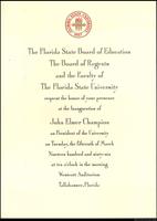 Invitation to John Elmer Champion's Inauguration